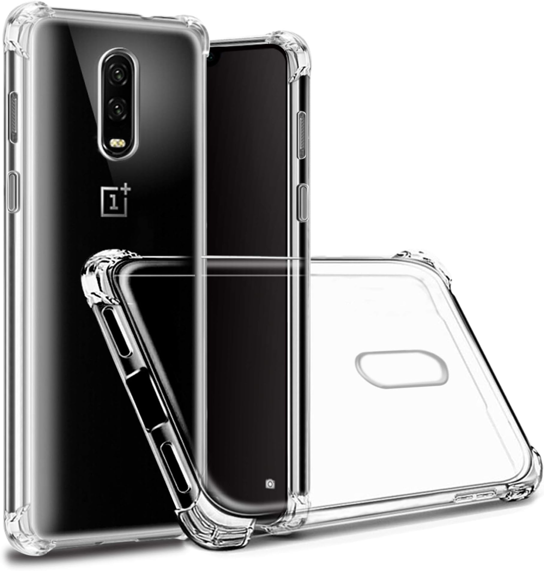 Case for OnePlus 6T, OnePlus 7 case, Crystal Clear TPU Gel Silicone Bumper Shockproof Protective Fiber Design Phone Protector Cover for OnePlus 6T/7