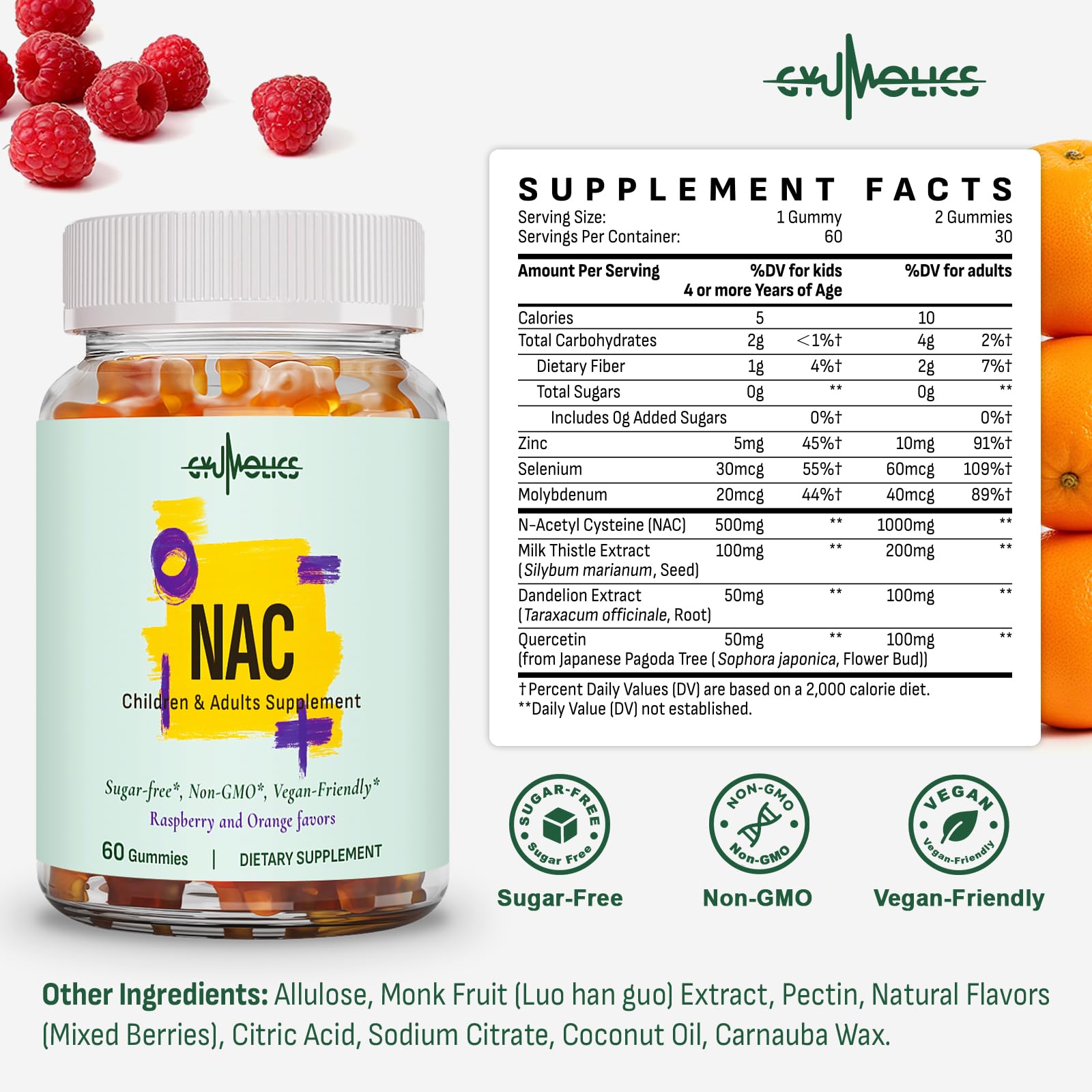 Nac Supplement 1000mg for Adults 500mg for Kids, 60 Gummies — Amazon image 3