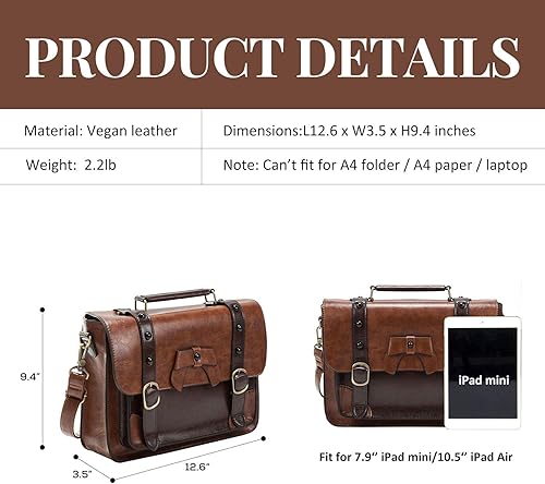 Miniatura 6 de ECOSUSI Maletín bandolera vintage para mujer