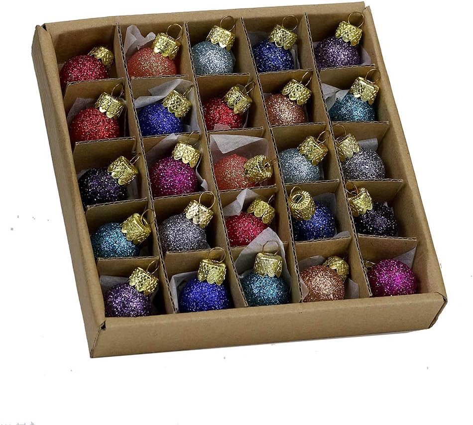 Kurt S. Adler 0.78-Inch Glitter Glass Ball Ornaments, 25 Piece Set (C1962)
