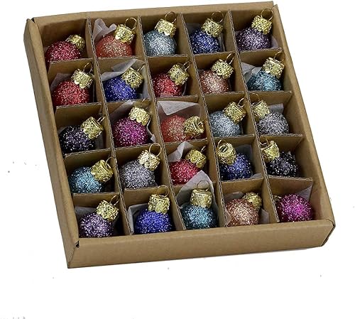 Kurt S. Adler 0.78-Inch Glitter Glass Ball Ornaments, 25 Piece Set (C1962)