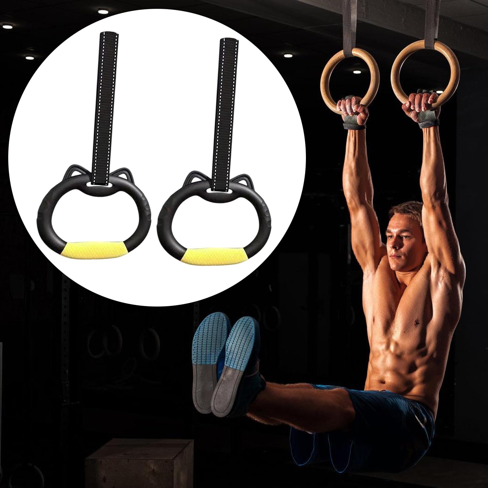 Nawwgy 2pcs Gymnastics Rings Adjustable Buckles Straps Rings Nonslip Exercise Rings for Shoulder Training Horizontal bar Special Ring