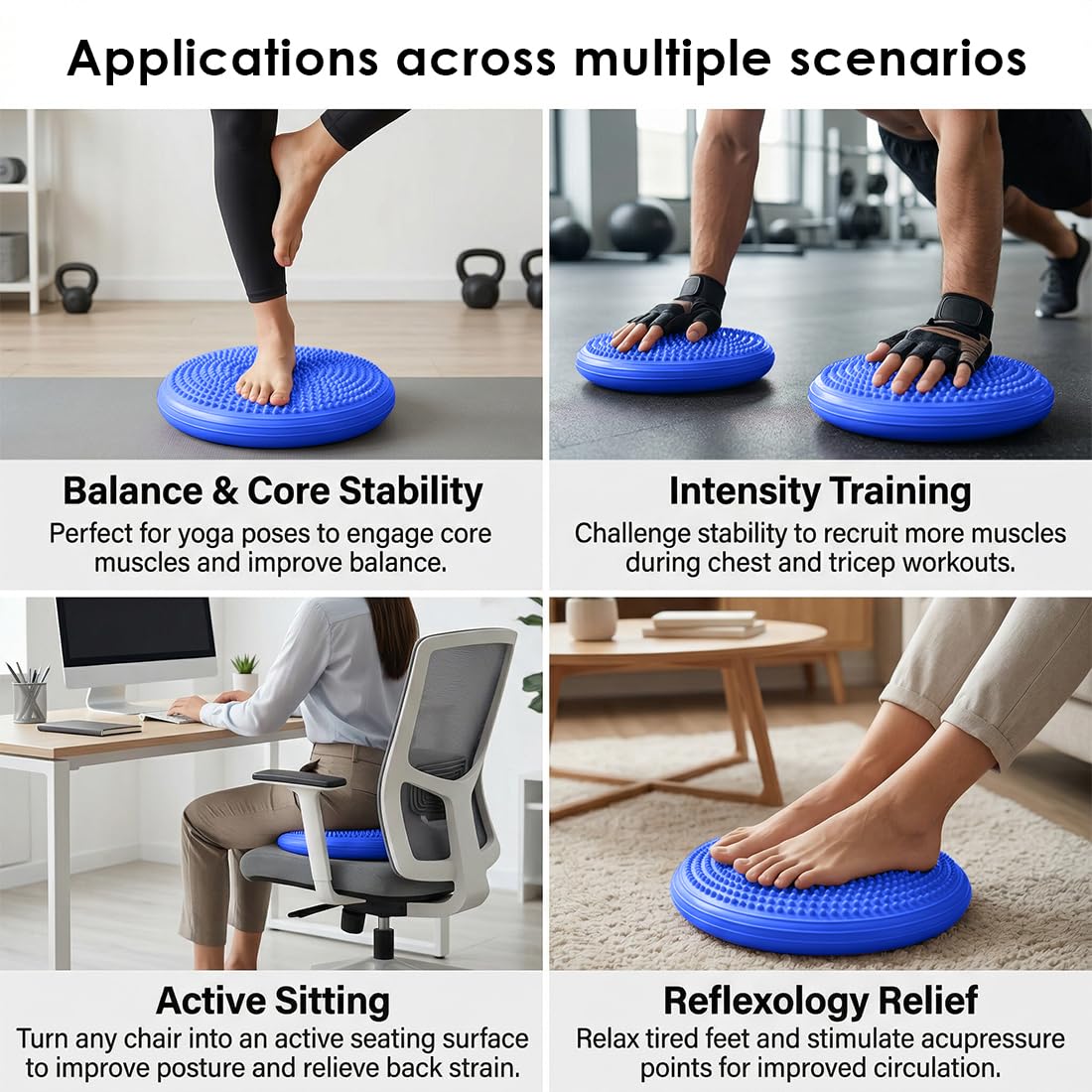 Balance Kissen Mit Pumpe, 34 cm Durchmesser, Ballsitzkissen, Balancekissen, Sitzkissen Orthopädisch, Luftkissen, für Core, Koordination, Fitness Rückentraining Pad