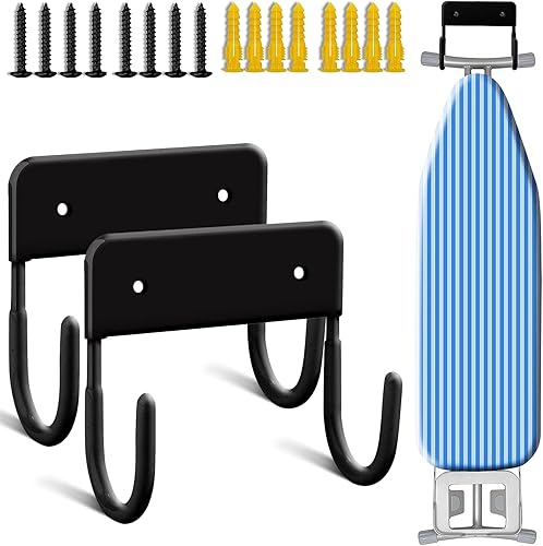 Paquete de 2 tablas de planchar para montaje en pared, para cuarto de lavado, color negro