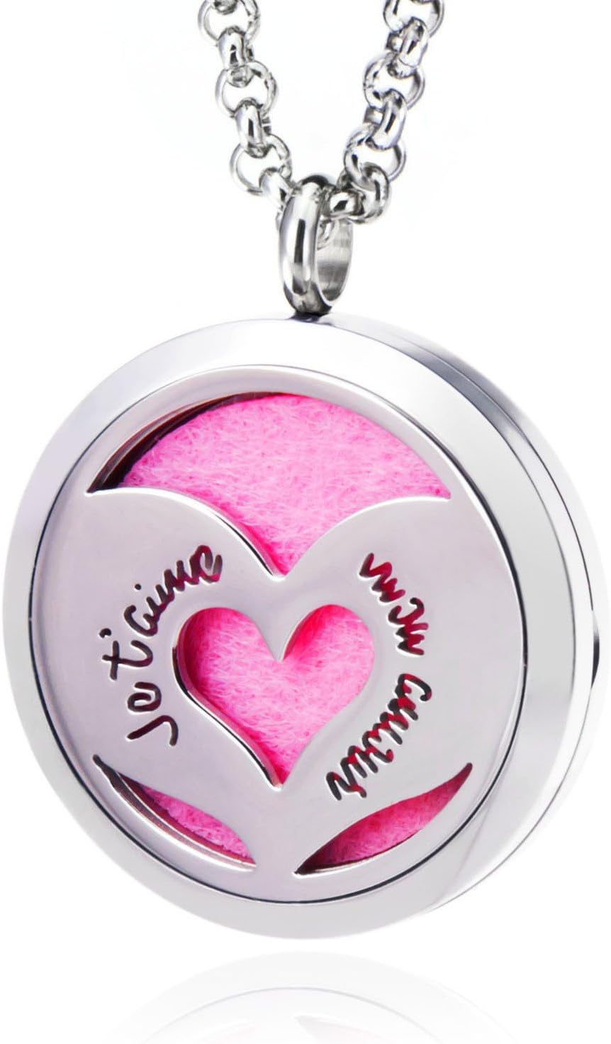 Je T'Aime Mon Amour, Inner Tundra Aromatherapy Essential Oil Diffuser Necklace, I Love You Locket Pendant
