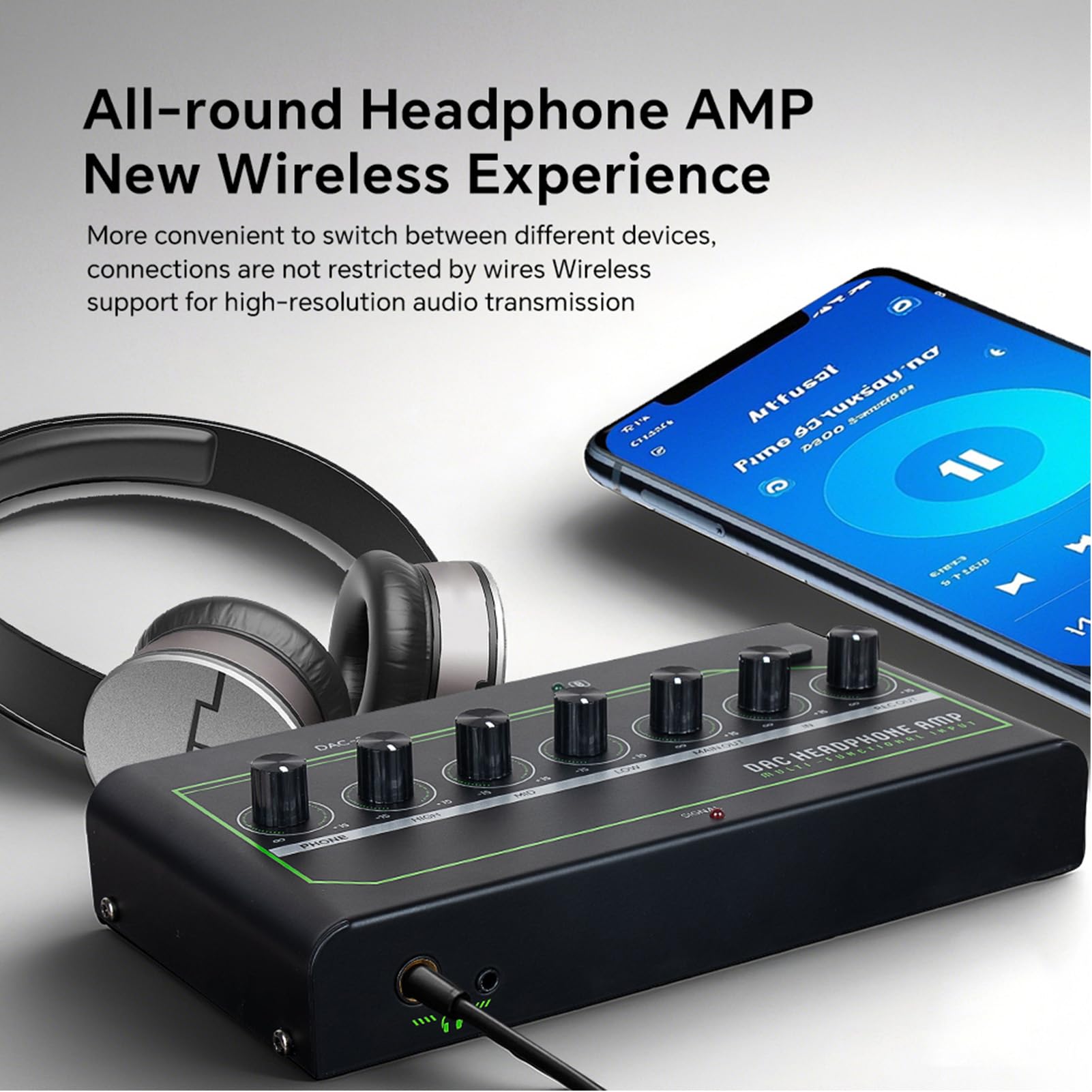Amplificateur de casque de jeu DAC, convertisseur de son professionnel pour joueurs, USB de type C, basses réglables, aigus moyens pour console de jeu – Noir fer, 20 x 11,5 x 4,7 cm (prise