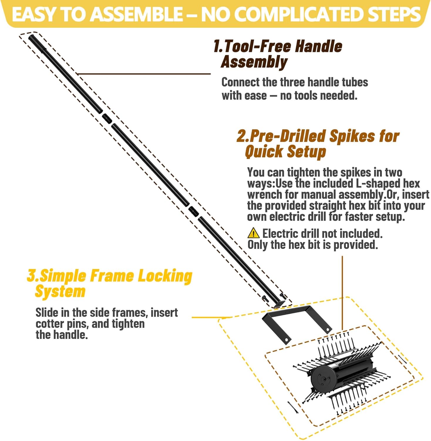 22-Inch Patented Lawn Aerator, Rolling Aerator Lawn Tool, Heavy Duty Lawn Aerator Tool, Grass Aerator & Garden Tools for Aeration & Soil Health