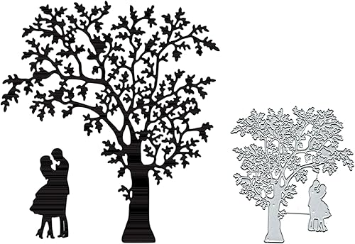 Troqueles de metal para parejas debajo del árbol, para boda, primavera, pareja, árbol, pájaro, troquelado, bricolaje, álbumes de recortes, papel
