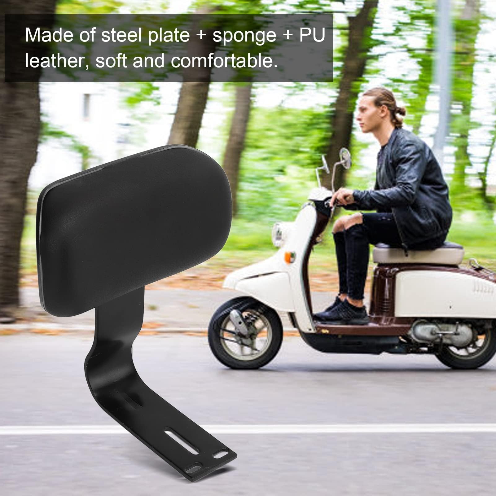 Agatige Schienale per Bici Elettriche, Schienale Passeggero Posteriore Universale in Pelle con Supporto in Metallo Pezzo di Ricambio per Bici Elettriche