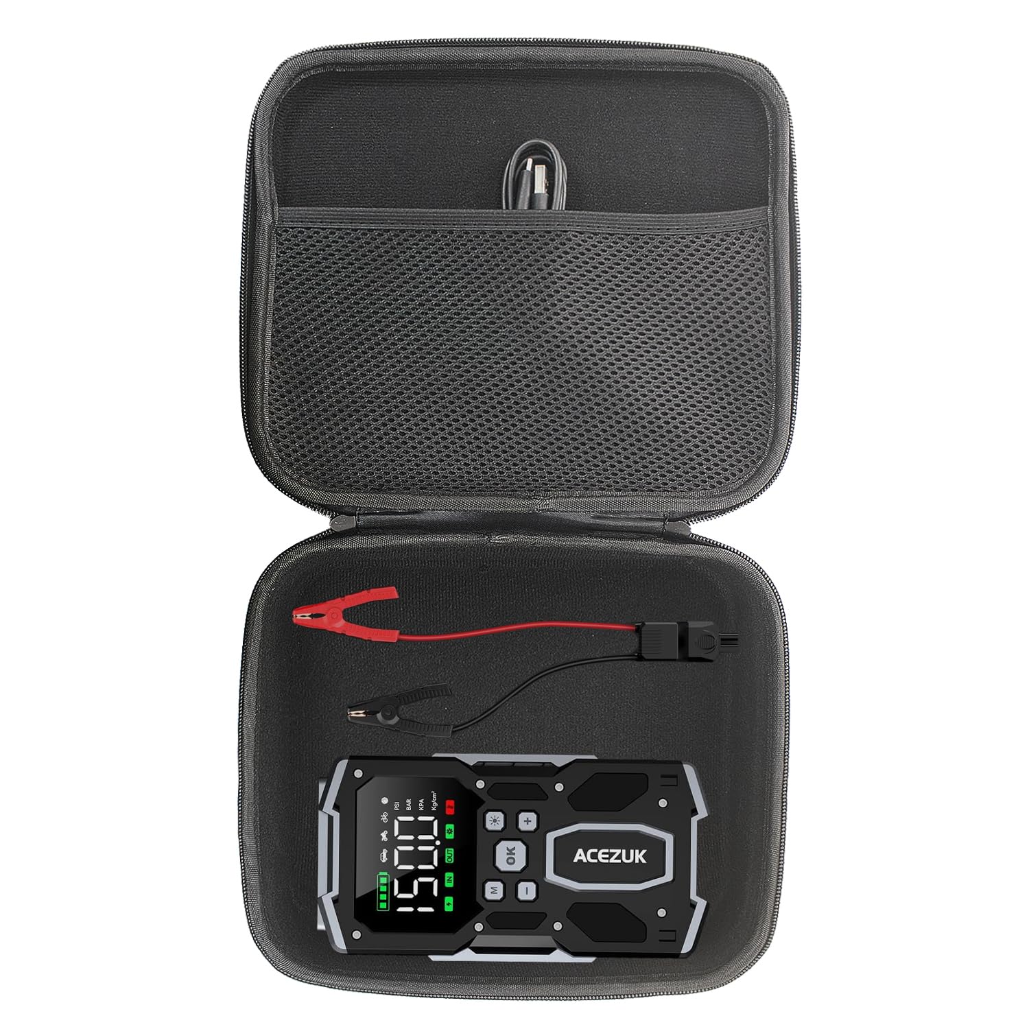 Funda Duro Estuche Case Compatible con ACEZUK 4000A / 6000A / 7000A / 8000A / 9000A / 10000A Arrancador de Batería, Funda Solo - Negro YC88038