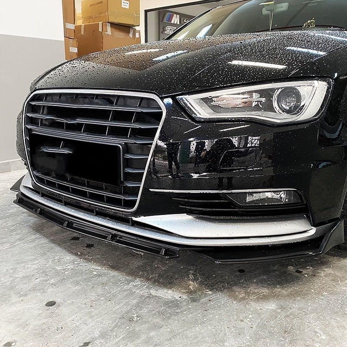 3 sztuki przedni zderzak samochodowy błyszczący Splitter dyfuzor Body Kit Spoiler jasny, dla, A3 2013-2017 czarny