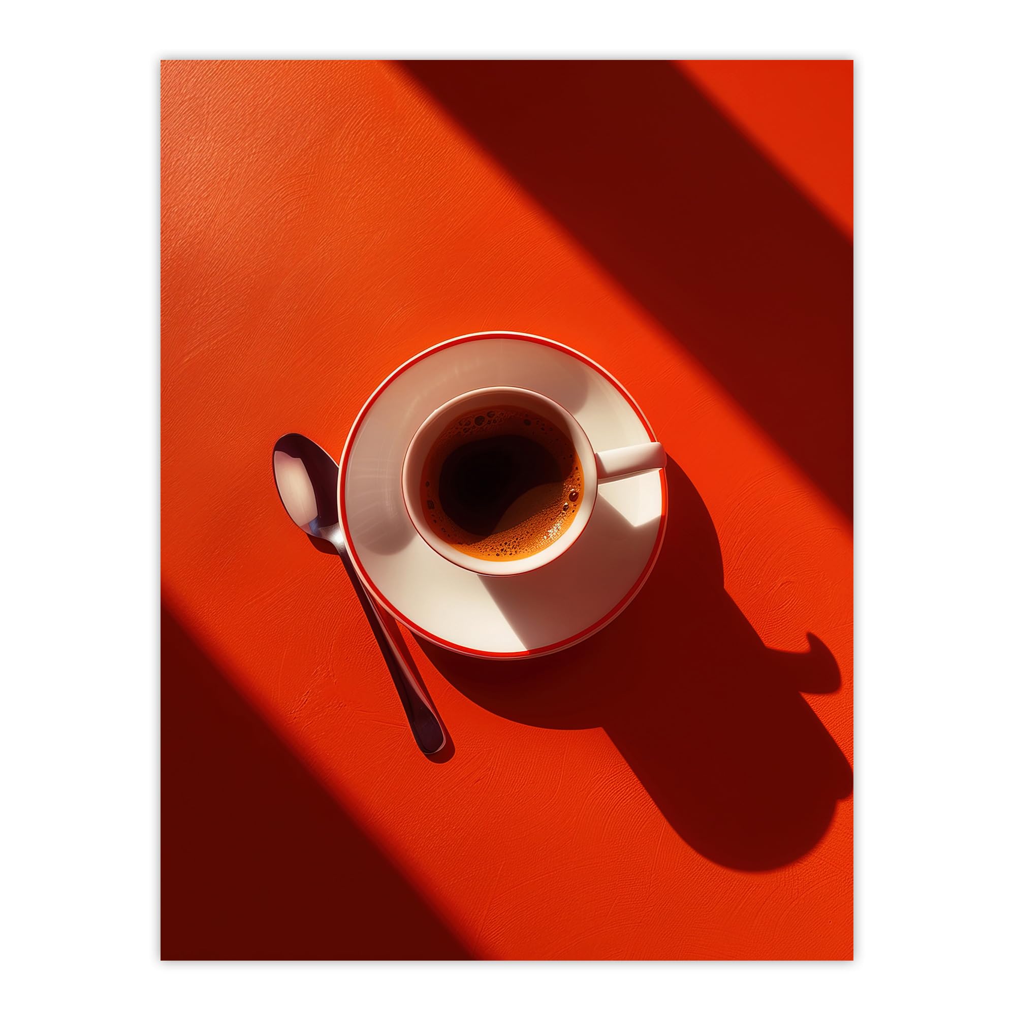 Artery8 Sunrise Coffee Cup Shadow Red Aerial View Kitchen Large Wall Art Poster Print Thick Paper 18X24 Inch