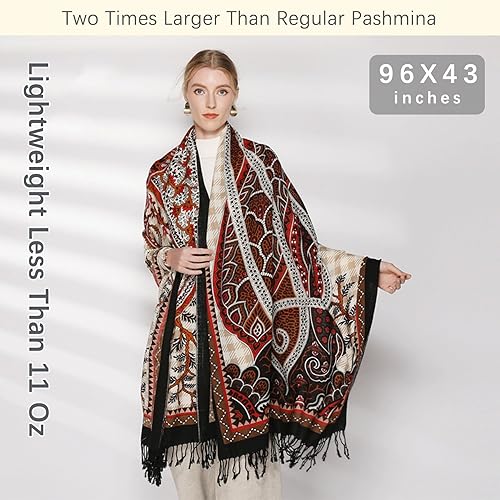 Miniatura 6 de DANA XU Lujosa bufanda de cachemira floral de gran tamaño, 100% de lana pura, extra grande, cálida, chal y envoltura para mujer