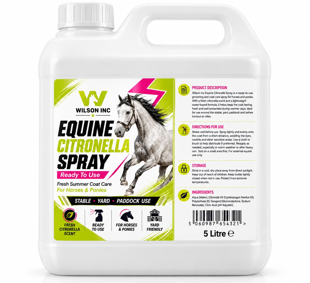 Citronella Spray for Horses & Ponies - 5Ltr – Equine Summer Coat Spray with Citronella – Horse & Stable Essential