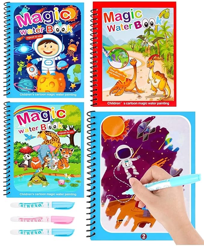 FunBlast Magic Water Painting Book with Magic Doodle Pen for Kids Reusable Painting Scrap Kit
