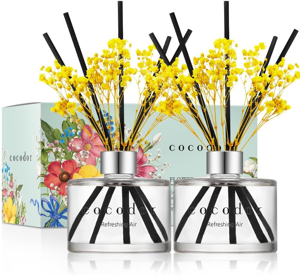 Cocod'or Preserved Real Flower Reed Diffuser, Refreshing Air Reed