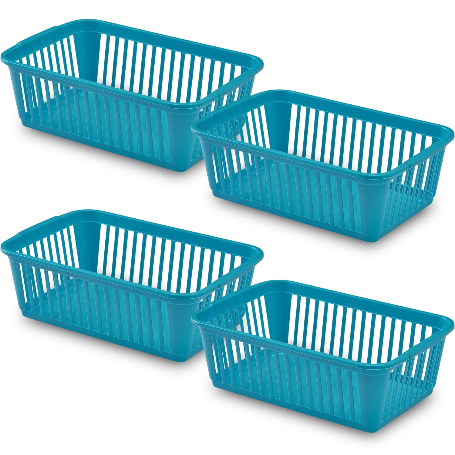 Vr7 Teal 25Cm Little Plastic Handy Baskets For Kitchen Mini Size Storage Basket (, Pack Of 4)
