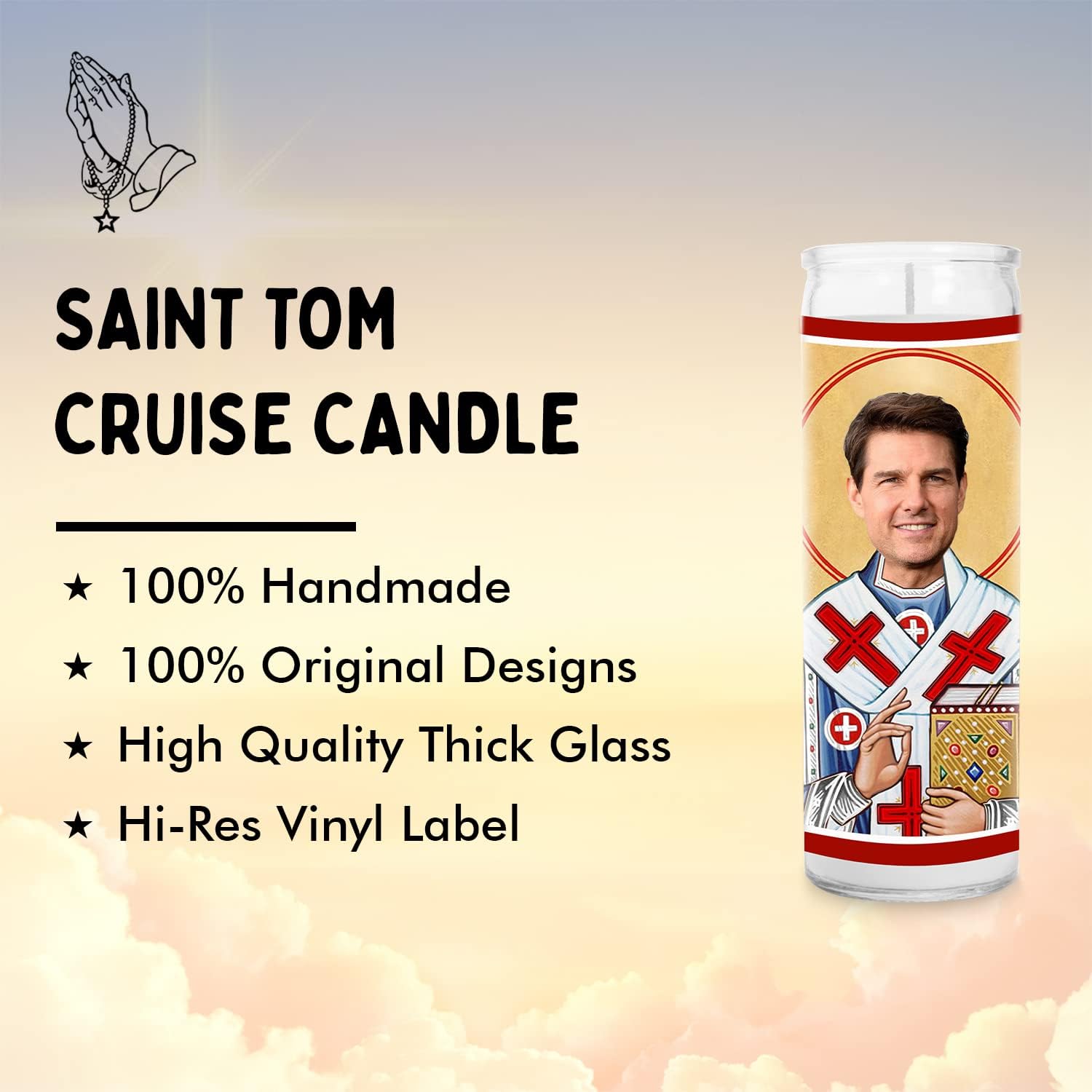 Cruise Celebrity Glass Jar Candle – Unscented Handmade Soy Wax Votive Candle – Unique Gift for Movie Lovers – Home Decor Collectible for Living Room & Office – 8 Inch