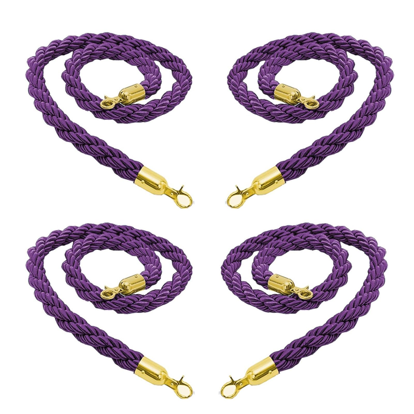 Stanchion Rope 4 Pieces Braided Stanchion Rope Set Purple, 3ft 5ft 7ft 8ft 9ft Indoor/Outdoor Handrail Queue Line Rope for Crowd Control, 28 Mm Hanging Twisted Rope(245cm(8ft))