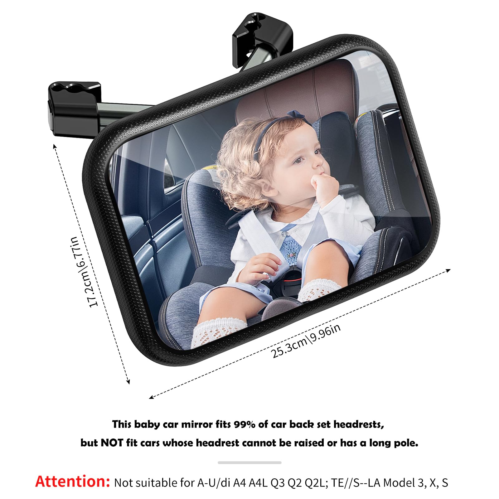 Specchietto Retrovisore Blumacht per Bambini, 100% Frantumazione per Sedile Posteriore, Regolabile a 360° per Seggiolino Auto