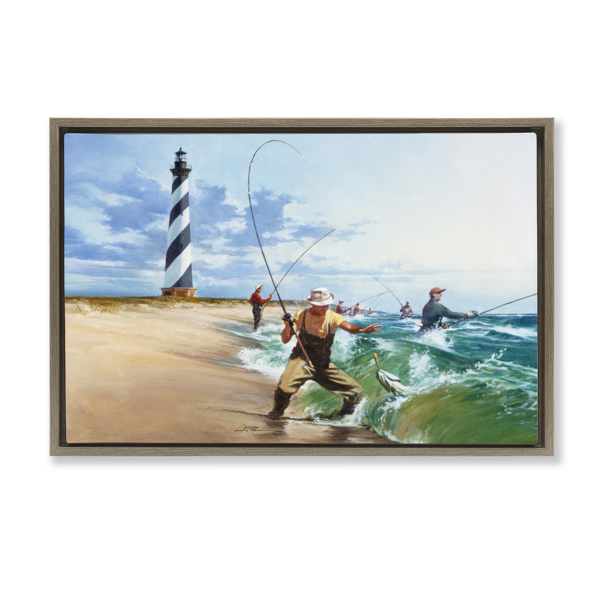 'Cape Hatteras Fishermen'| Floating Frame Canvas Art