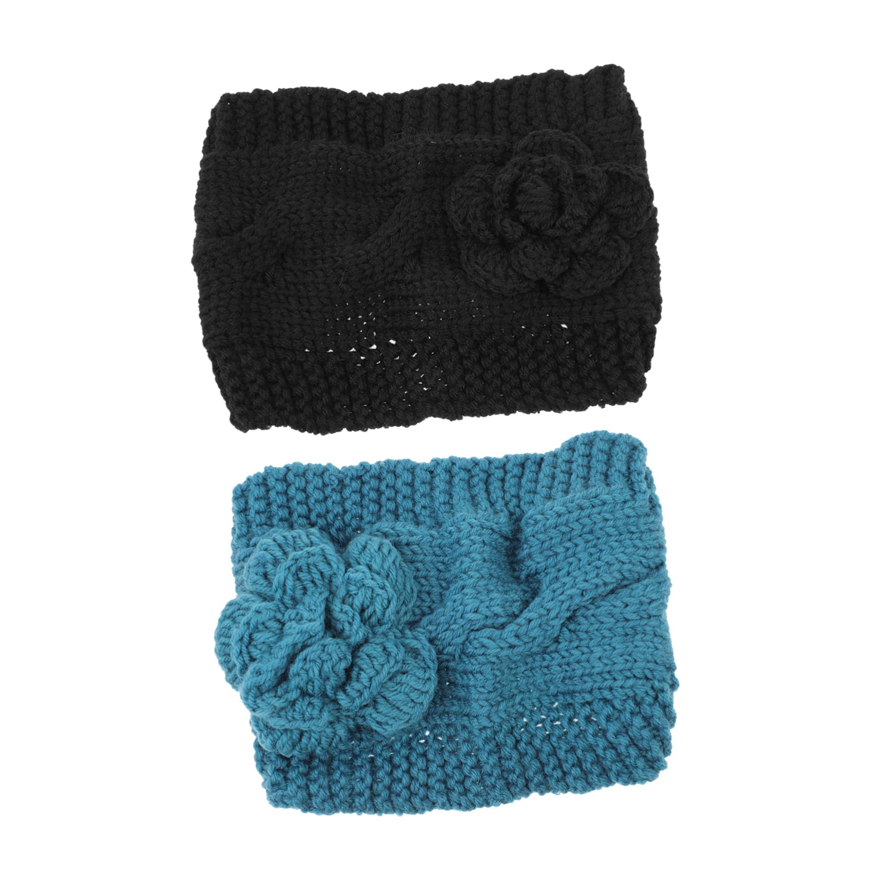 SOESFOUFU 2pcs Winter Headbands for Women Crochet Flowers Handmade Knitted Headband Sets Windproof Warm Hair Wraps