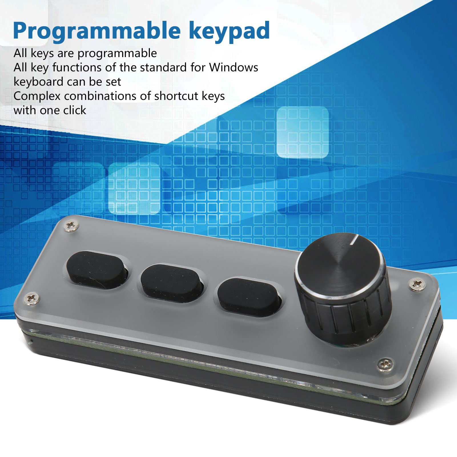 Zunate Mini Macro Pad a 3 Tasti, Tastiera da Gioco con Manopola, modalità USB Cablata e Bluetooth Wireless, Tastiera Programmabile Fai-da-Te Silenziosa in Silicone per Il Lavoro