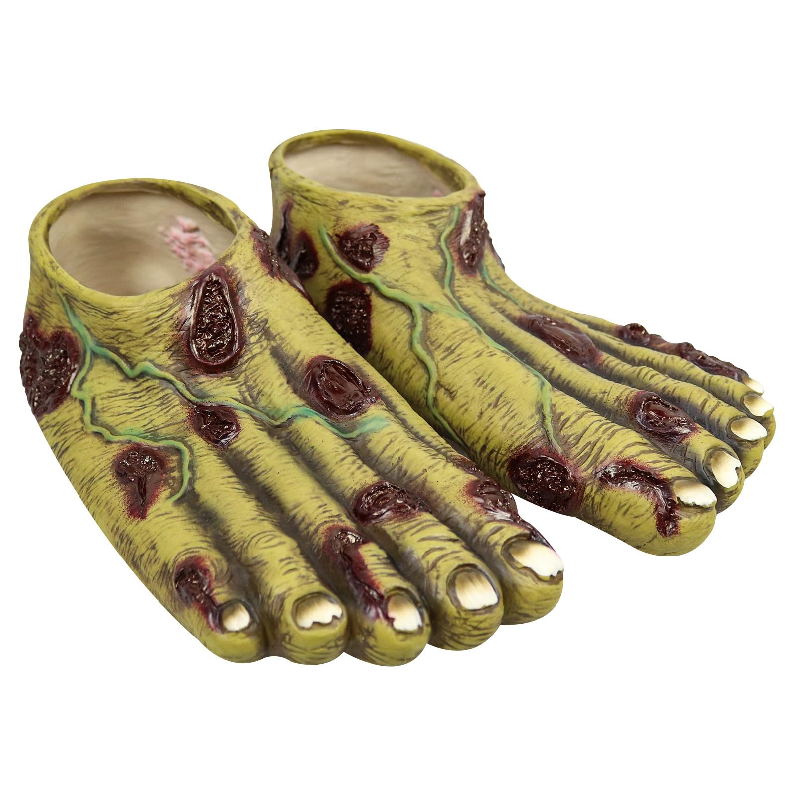 Young Wolf Pair of Adult Zombie Ghoulish Flesh Zombie Latex Feet for Halloween Party and Cosplay, Yellow