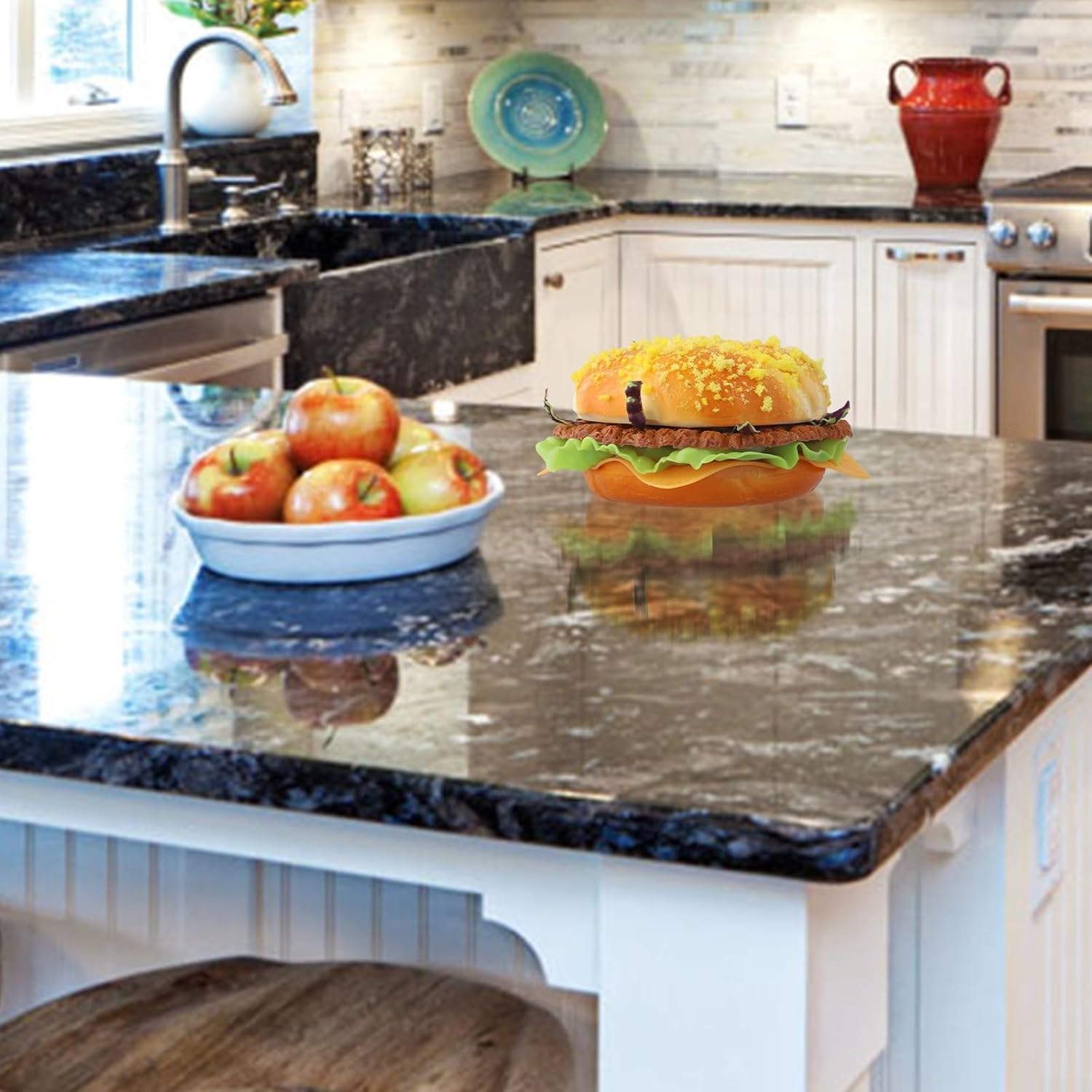 Realistic PU Simulation Burger Model Food Toy Role-Playing Games, Shop Decoration, Bakery Display or DIY Craft Stall – 17 x 6.5 x 7.5 cm, Refrigerator Magnet Compatible(Cheese Beef)