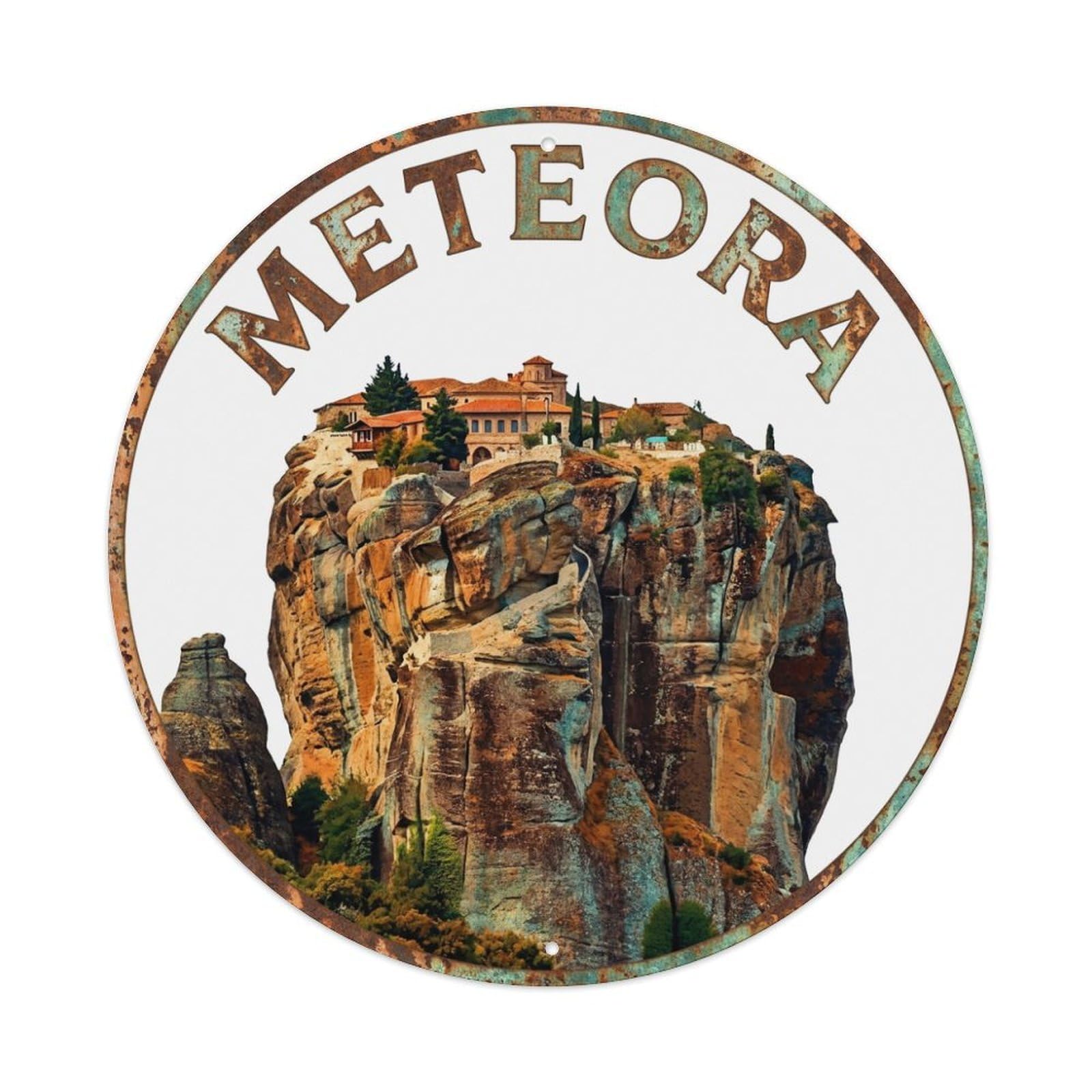 Galvaxio Style Greece Retro Travel Meteora Metal Tin Sign