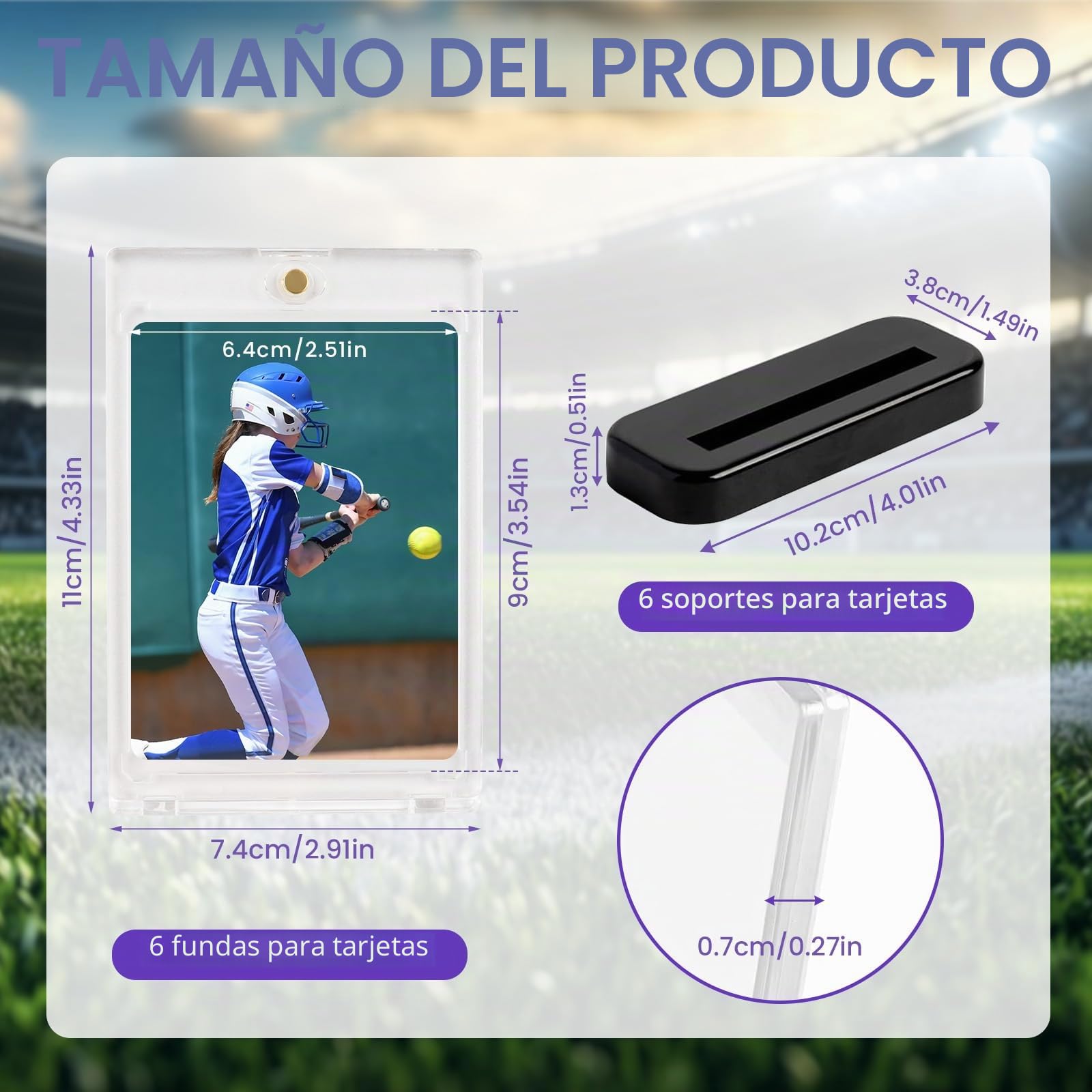 6 Fundas Magnéticas Para Cartas Coleccionables De 35PT – Transparentes Con Soporte, Ideales Para Magic, Béisbol, Fútbol Y Deportes