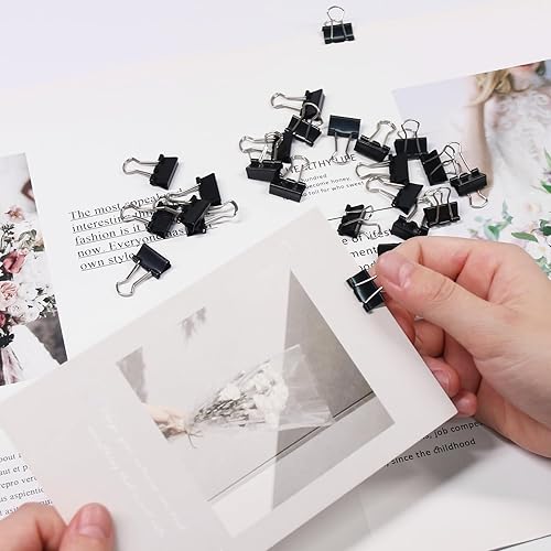 Vista 12 de Coideal Clips negros medianos para carpeta de 1.25 pulgadas, 24 clips plegables de 1.260 in para oficina, escuela (1 1/4 pulgadas)