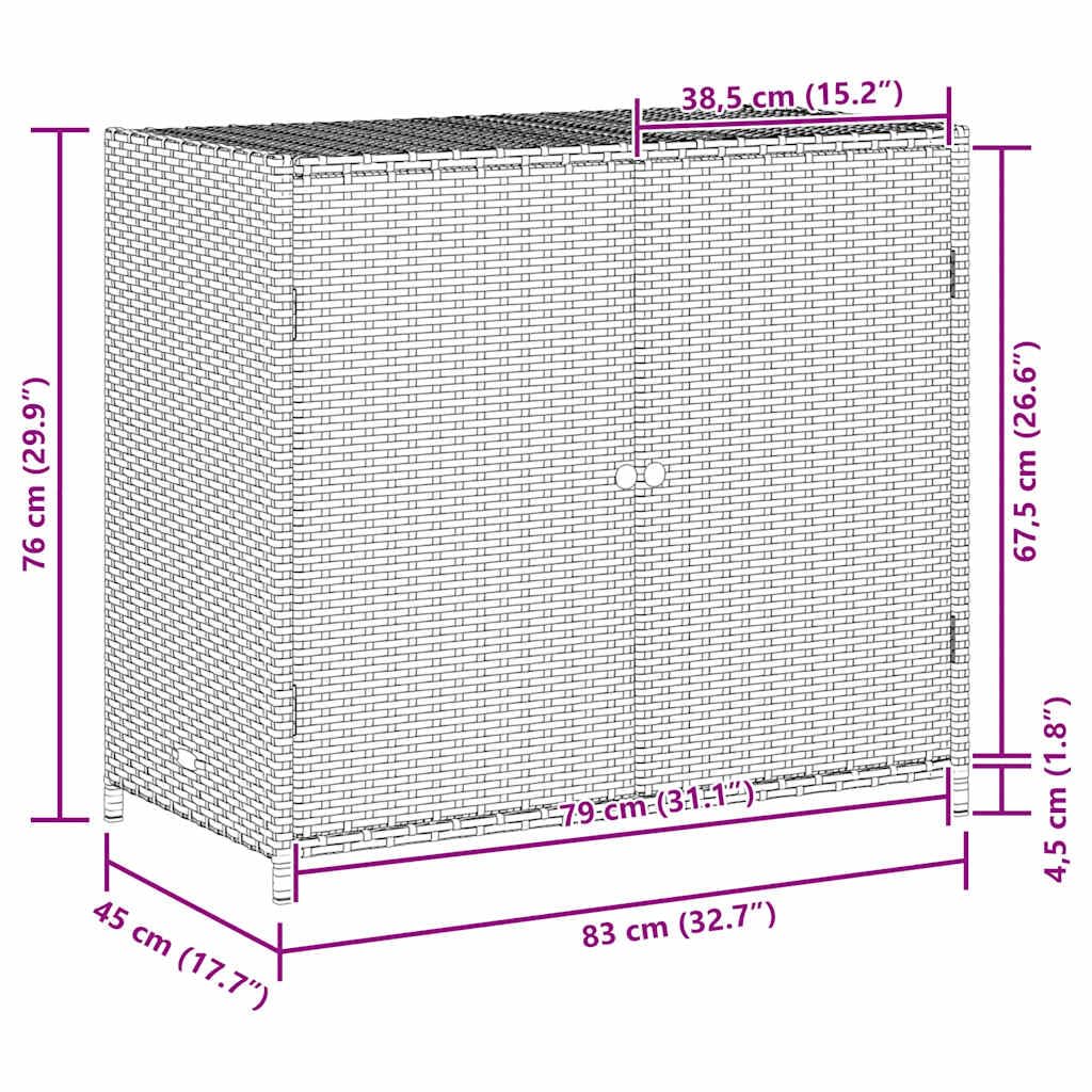 vidaXL Armoire de Rangement de Jardin, Buffet avec Portes, Placard avec Pieds, Organisateur de Terrasse Patio, Noir Résine Tressée