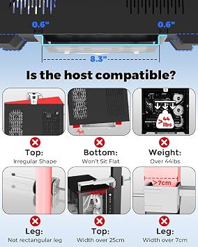 Joy Worker Under Desk PC Mount for Standing Desk, Clamp-On Desk Leg Computer Mount, No Drilling, Adjustable Computer Case CPU Holder Holds Up to 44lbs, White PC Tower Mount