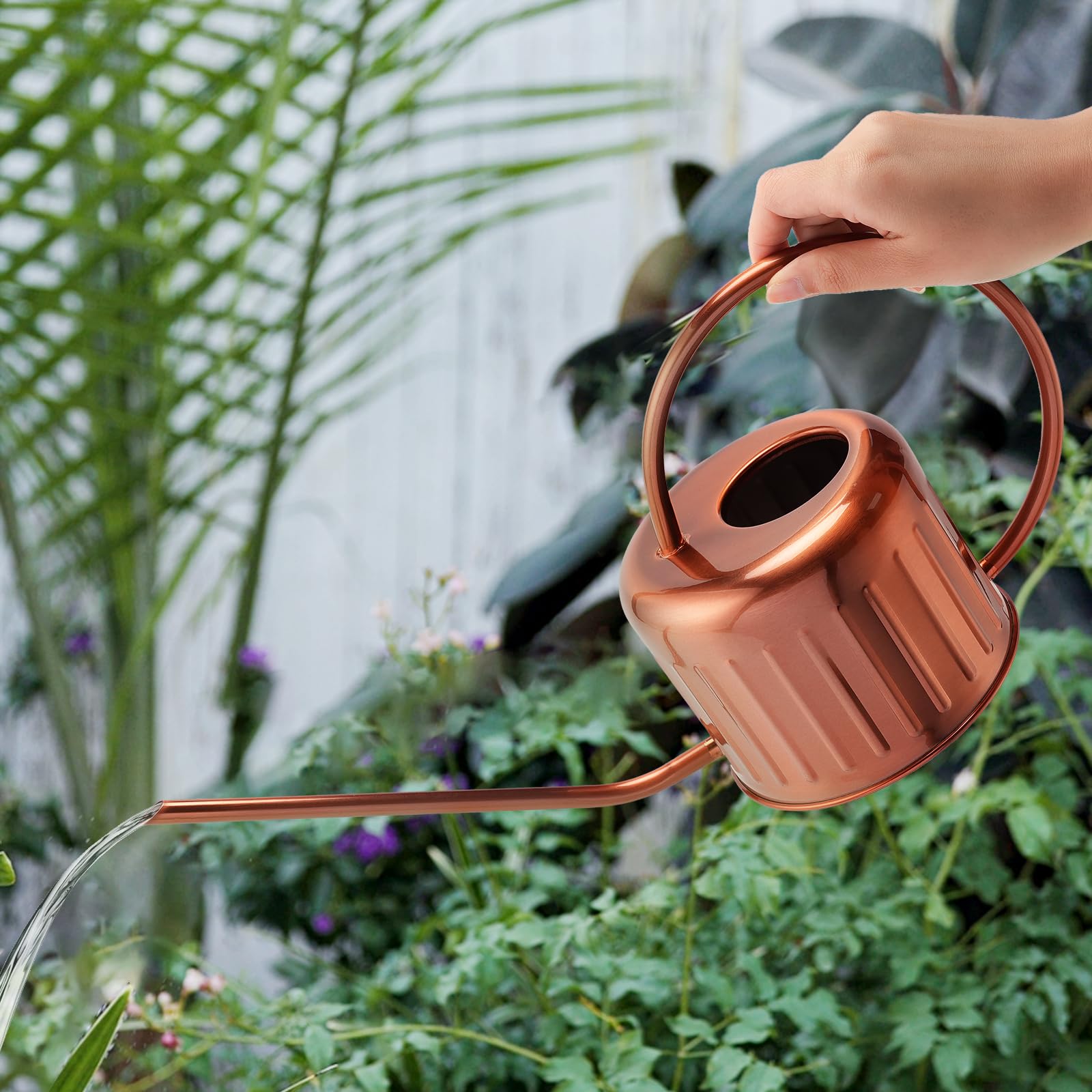 Regadera de cobre de 34 onzas, regadera pequeña para plantas de interior, regadera de metal con boquilla larga, regadera de interior y exterior, regadera de flores, regadera de plantas,