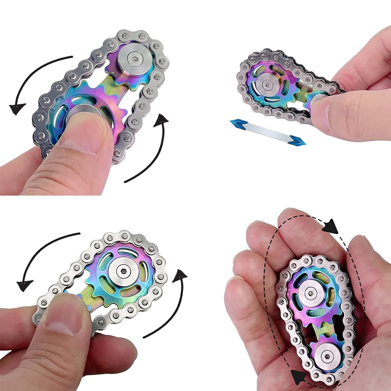 Fidget Chain Toys,Juguete Rueda de La Cadena de Metal, Metal Fidgeting Bicicleta Piñones Cubo, El Nuevo Rotador de Reducción de Presión es para Oficinas y Familiares