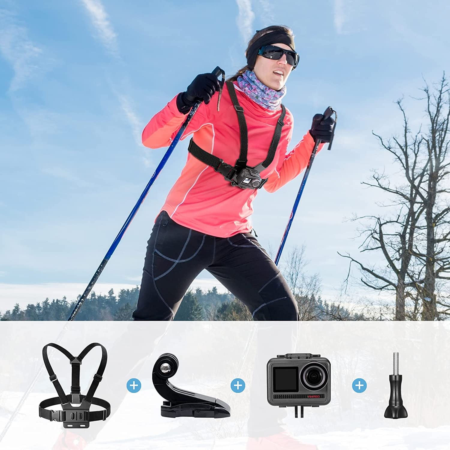AKASO Action Camera Ski Kit Compatible EK7000/ EK7000 Pro/Brave 4/ Brave 4 Pro/Brave 7 LE/Brave 7/ Brave 8/ V50X/ V50 Pro/ V50 Elite - Image 2