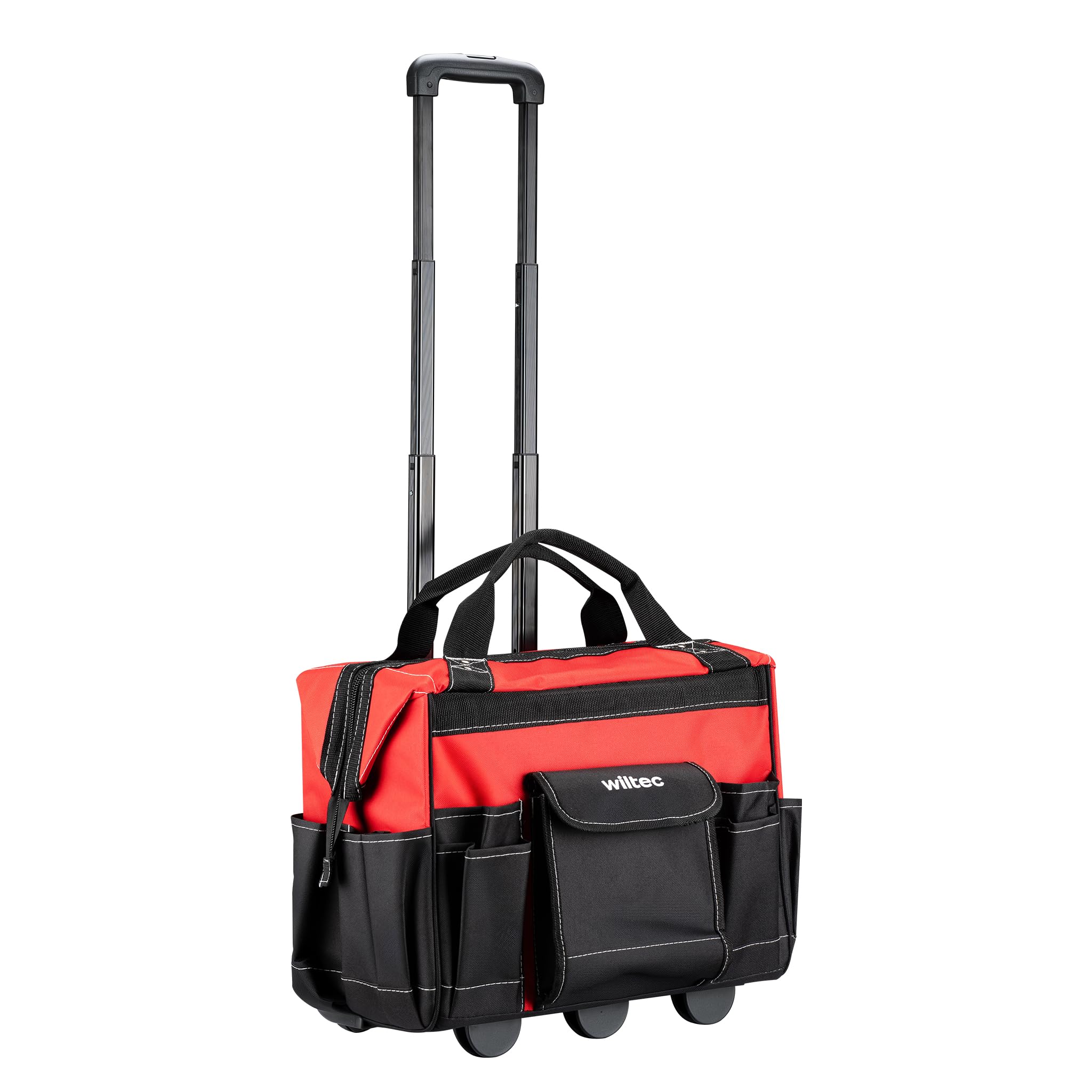 WilTec Tool case with wheels 19 compartments 46 x 25 x 37 cm max. capacity 40 kg trolley with telescopic handle for easy adjustment, non-slip feet, organiser