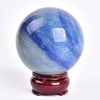 Vista 1 de AMOYSTONE Bola de aventurina azul Natural Cuarzo Cuarzo Cristal Esfera Piedra Bola con Base de Madera