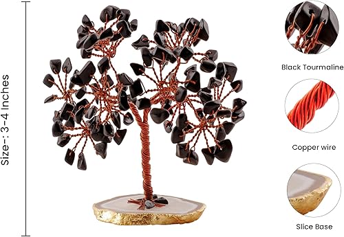 Miniatura 2 de YATHABI Árbol de cristal de turmalina  Árbol de dinero de cristal  Cristales de turmalina negra  Decoración Reiki  Árboles espirituales  Árbol de