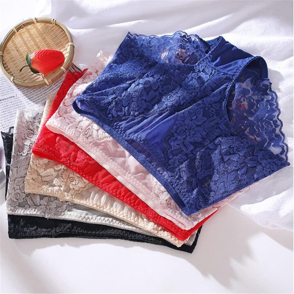 6 Paquetes de Tallas Grandes para Mujer, lencería Sexy con Recortes de Encaje, Pantalones Transparentes de Cintura Media, Pantalones Transpirables sin Costuras, Finos