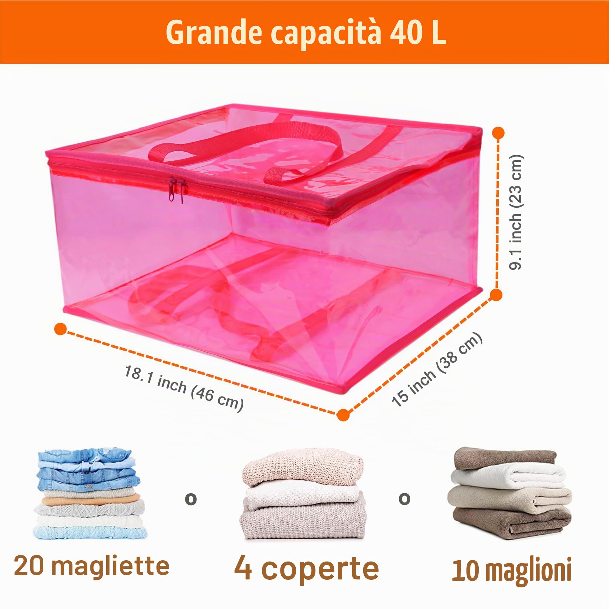 Vieshful 3 Pezzi Scatole per Vestiti Trasparenti Organizer Armadio Pieghevole Contenitori Salvaspazio Trasloco per Piumoni e Coperte