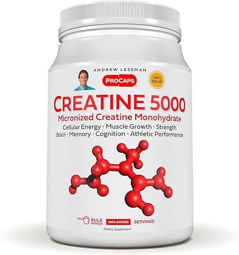 ANDREW LESSMAN Creatine 5000 Micronized Creatine Monohydrate. 120 Servings. Cellular Energy Muscle Strength & Growth. Brain Memory Cognition