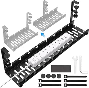 Amazon.com: No Drill Cable Management Under Desk, Extendable Under Desk ...