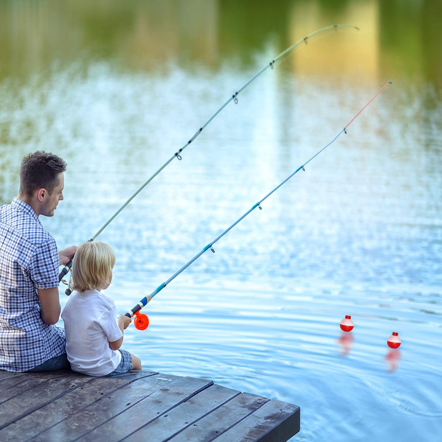 12 galleggianti da pesca galleggianti a pressione, colore: Rosso e bianco