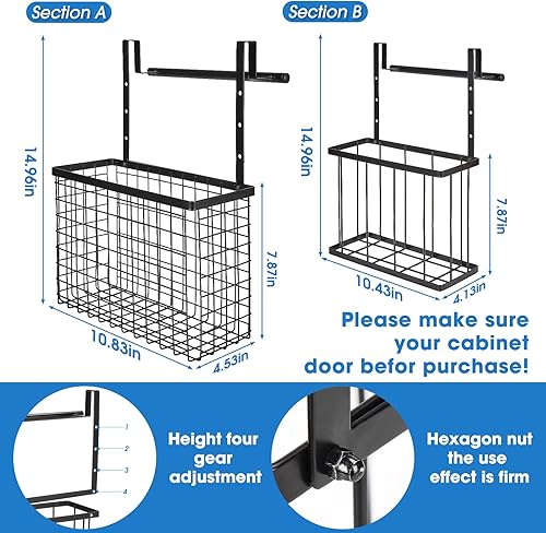 Miniatura 4 de Paquete de 2 Organizadores de Puerta de Gabinete, Organizador Sobre la Puerta del Gabinete con Barras para Toallas, Almacenamiento Colgante Sobre la