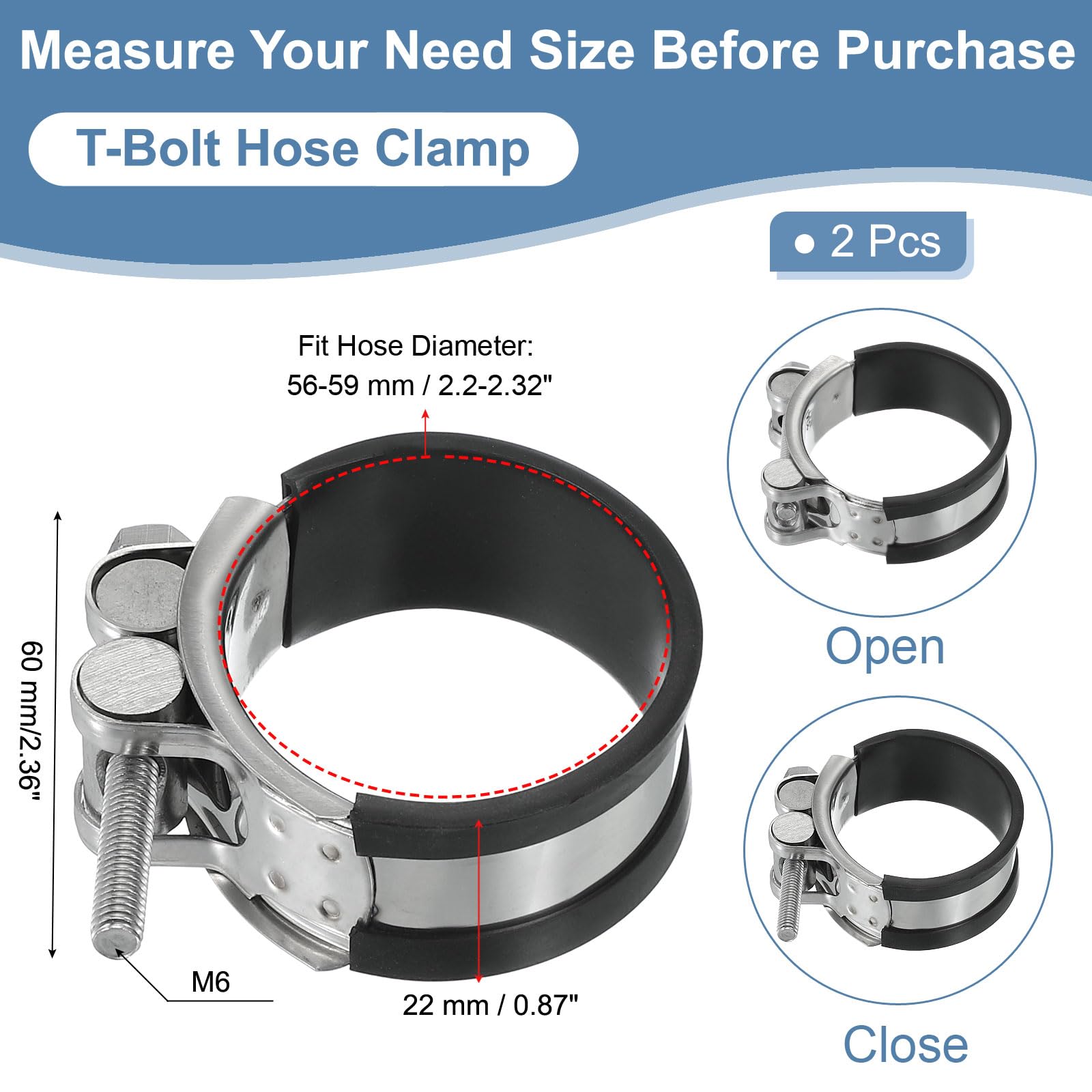 PATIKIL 56-59mm T-Bolt Hose Clamp - Image 2