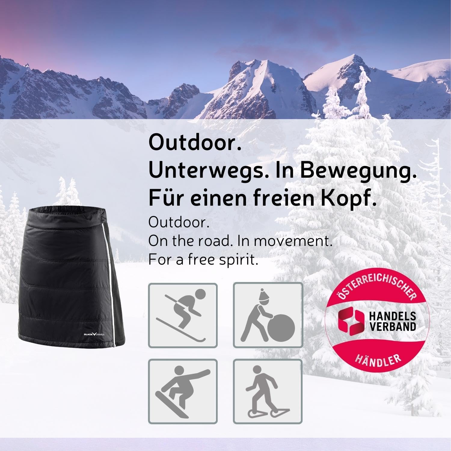 Black Crevice Damen Skirock Jupe de Ski Femme