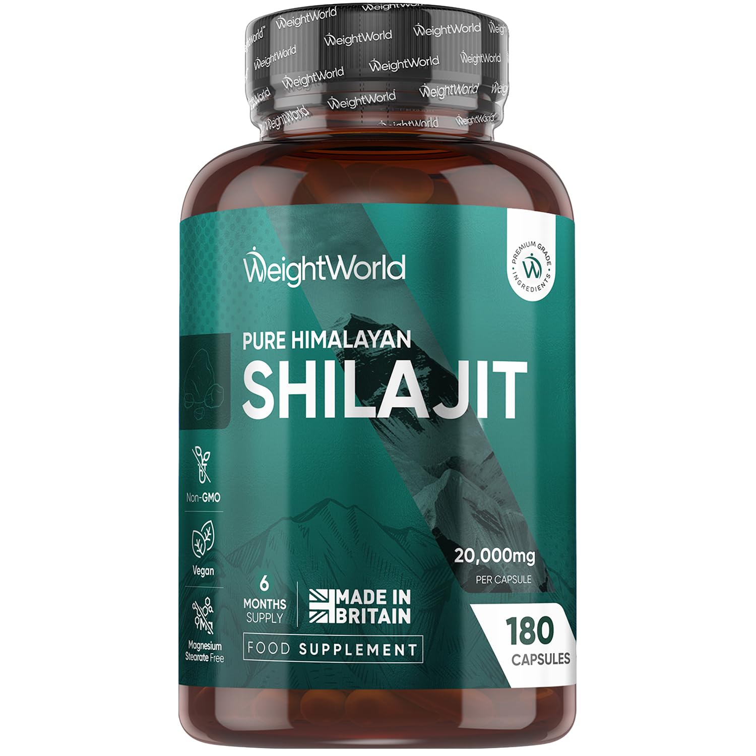 Pure Himalayan Shilajit Capsules 20,000mg - 180 Capsules - 6 Months Supply