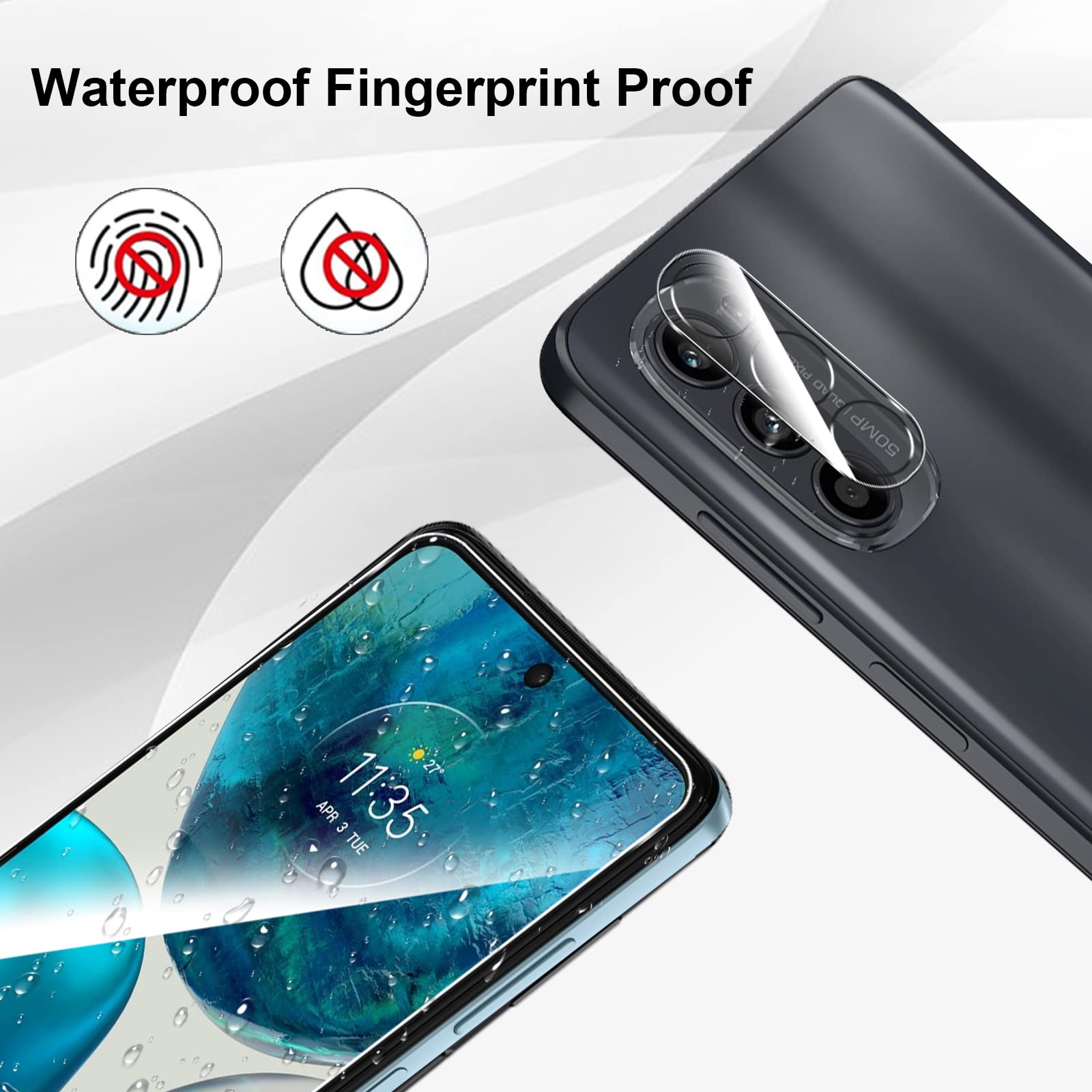 Yiunssy Pellicola per Moto G52 Vetro Temperato + Pellicola